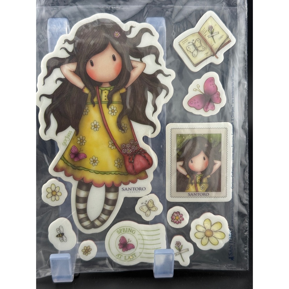 Santoro London Gorjuss Spring At Last Rubber Cling Stamp Set Girl Butterfly